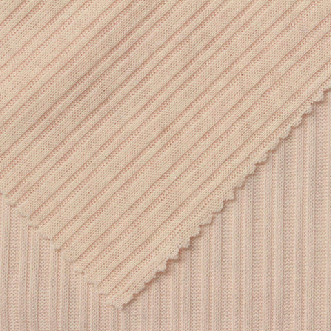 Polyester Viscose Stretch Rib Knit Fabric, 250 gsm, 145 cm — Beige