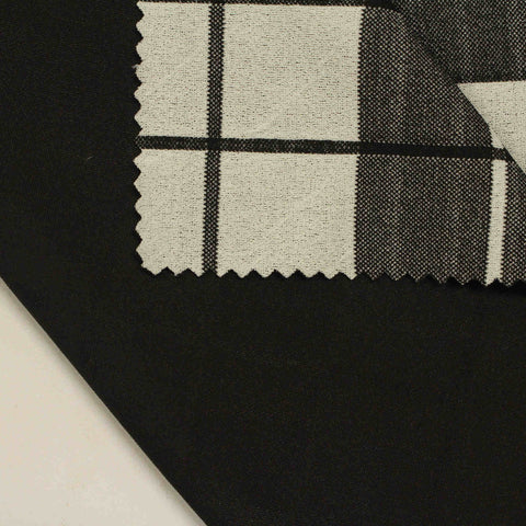 Black Plaid Linen-Look, Polyester