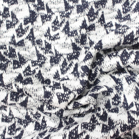 Black Geometric Chunky Knit, Cotton-Poly, 295 gsm