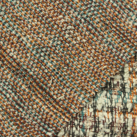 Cream Textured-Plaid Bouclé, Poly-Cotton