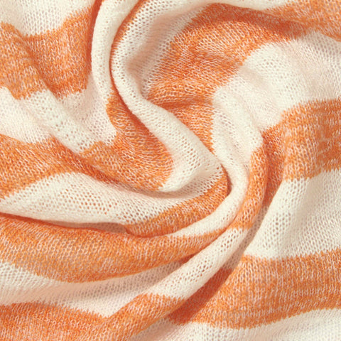Orange Horizontal-Stripe Jersey Knit, Viscose-Poly, 155 gsm
