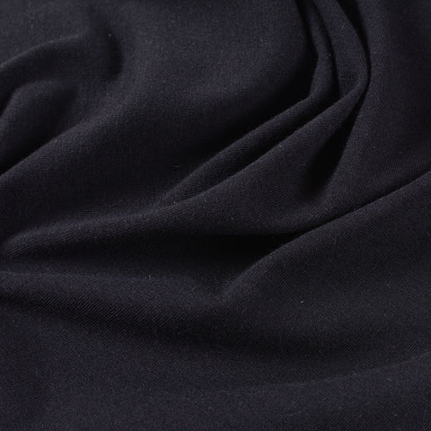 Brushed Polyester Viscose Stretch Jersey Knit Fabric, 207 gsm, 166 cm — Black