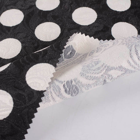 White Polka-Dot Jacquard, Cotton-Poly
