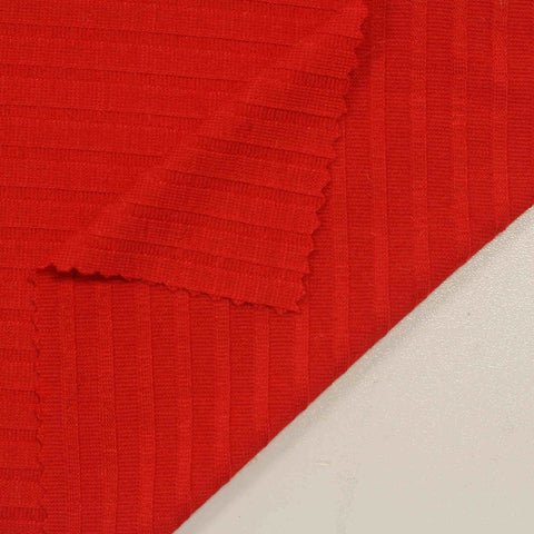 Viscose Polyester Stretch Rib Knit Fabric, 180 gsm — Red, ref EF-204337