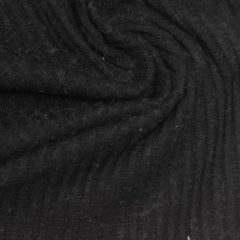 Cotton Polyester Waffle Knit Fabric, 220 gsm, 183 cm — Black