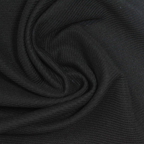 Polyester Stretch Knit Fabric, 210 gsm, 160 cm — Black