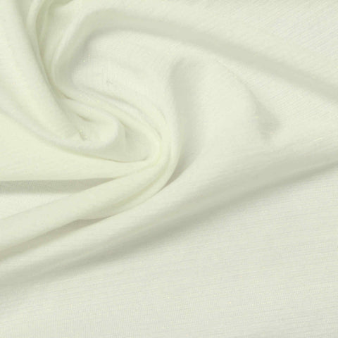 Polyester Metallic Blend Stretch Jersey Knit Fabric, 140 gsm, 165 cm — White