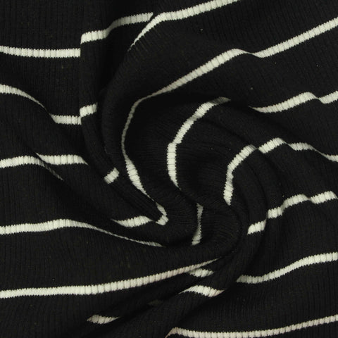 White Horizontal-Stripe Rib Knit, Viscose