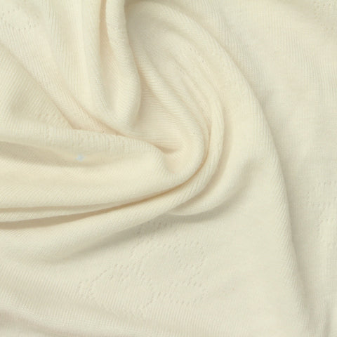 Cream Heart Pointelle Knit, Poly-Viscose