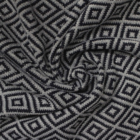 Black Geometric-Diamond Jacquard, Poly-Viscose