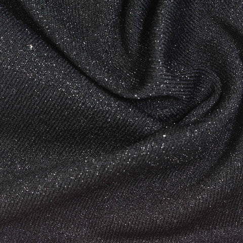 Dark Grey Marl Rib Knit, Nylon-Poly