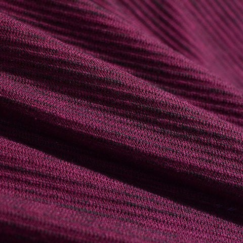 Burgundy Vertical-Stripe Chunky Knit, Poly-Viscose