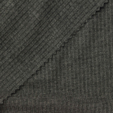 Light Grey Vertical-Stripe Rib Knit, Poly-Viscose