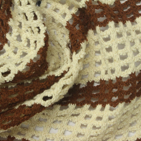 Brown Horizontal-Stripe Chunky Knit, Cotton-Poly, 269 gsm