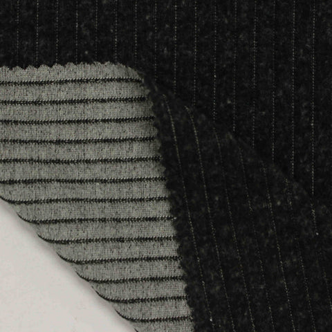 Light Grey Pinstripe Rib Knit, Polyester, 310 gsm