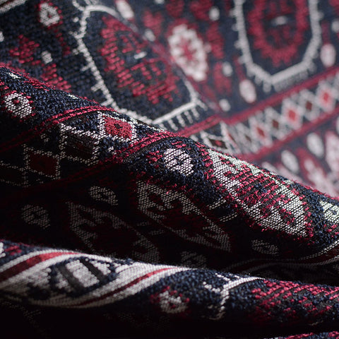 Dark Blue Floral Jacquard, Polyester, 386 gsm