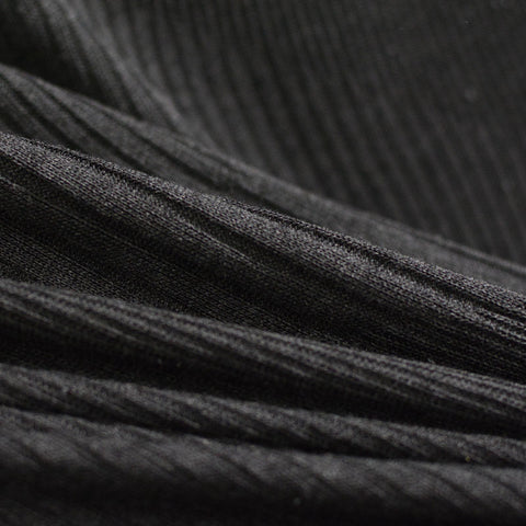 Polyester Viscose Stretch Rib Knit Fabric, 220 gsm — Black