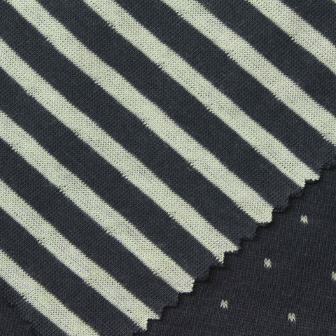 Jacquard Polyester Cotton Knit Fabric, 215 gsm, 170 cm — Navy