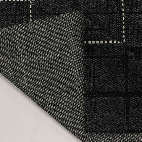 Dark Grey Plaid Jacquard, Viscose-Poly, 280 gsm