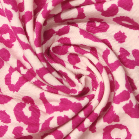 Fuchsia Leopard Jersey Knit, Viscose