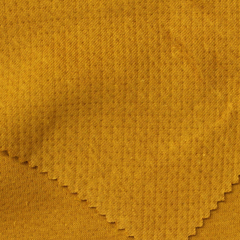 Mustard Marl Interlock Knit, Cotton-Poly