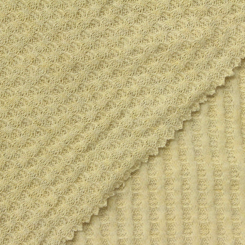 Polyester Viscose Stretch Waffle Knit Fabric, 213 gsm, 175 cm — Khaki