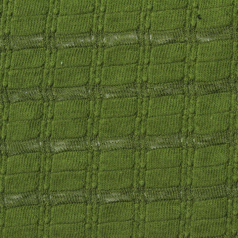 Green Textured-Grid Interlock Knit, Cotton-Poly