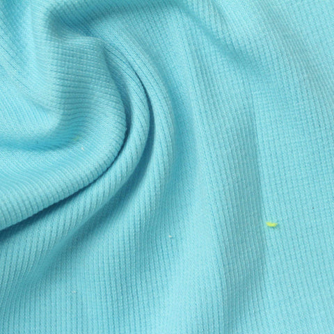 Polyester Cotton Stretch Rib Knit Fabric, 365 gsm, 110 cm — Blue