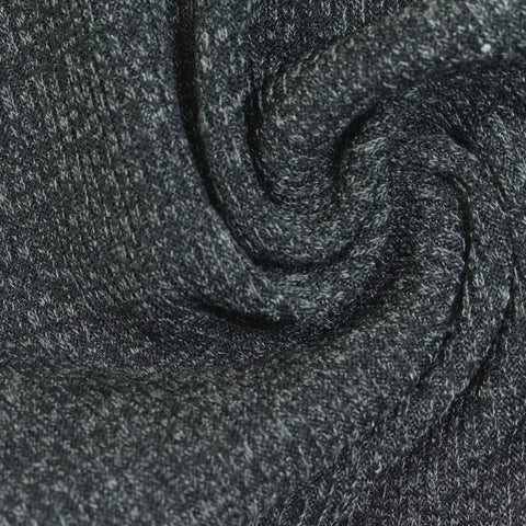 Dark Grey Marl Rib Knit, Polyester, 300 gsm, 160 cm