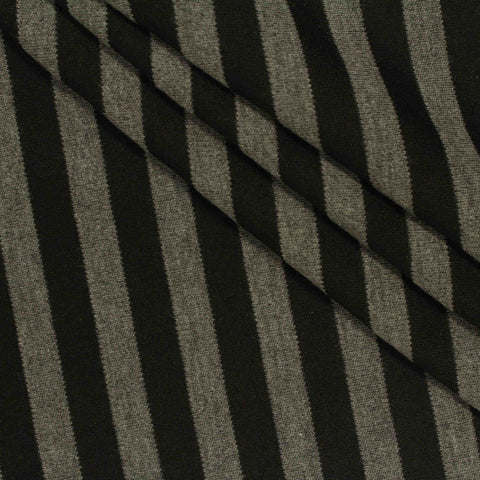 Black Stripes Interlock Knit, Poly-Viscose, 195 gsm