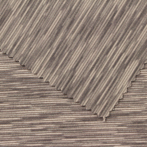 Brown Horizontal-Stripe Jersey Knit, Polyester, 290 gsm