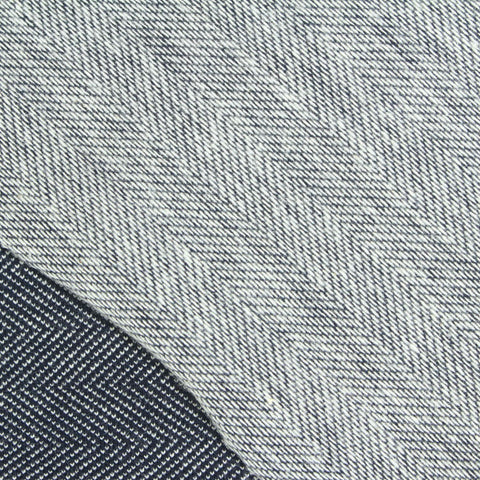 Dark Blue Herringbone Knit, Cotton