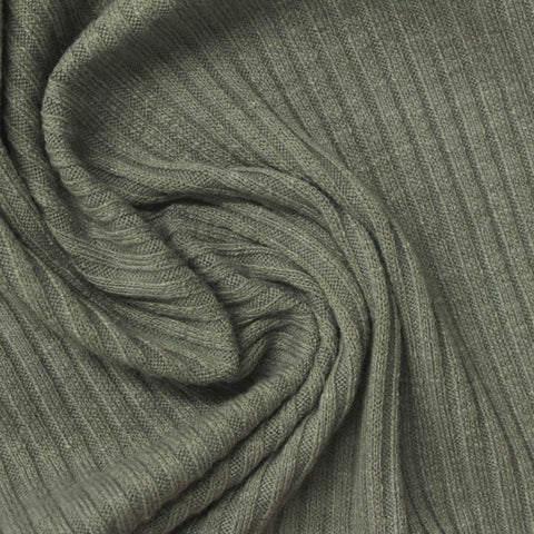 Slub Polyester Cotton Stretch Rib Knit Fabric, 250 gsm, 130 cm — Green