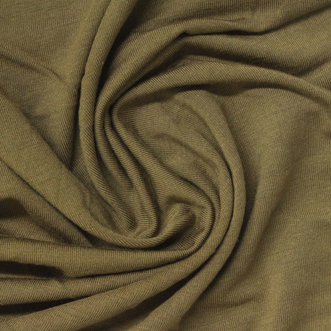 Modal Stretch Jersey Knit Fabric, 205 gsm, 165 cm — Khaki