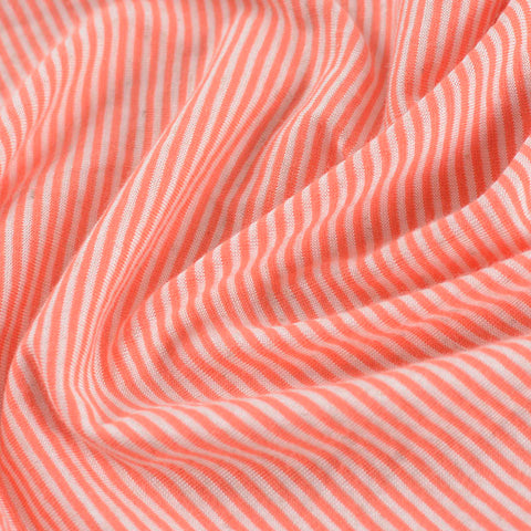 Peach Horizontal-Stripe Knit, Cotton-Viscose