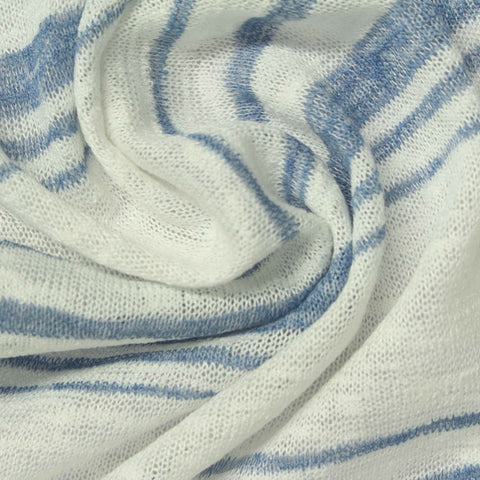 Blue Horizontal-Stripe Knit, Viscose-Poly, 155 gsm