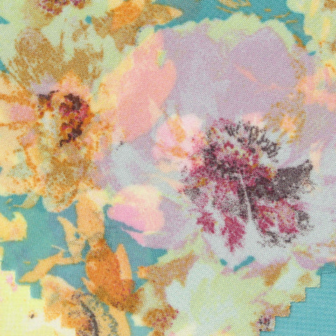 Yellow Flowers Chiffon, Polyester, 85 gsm