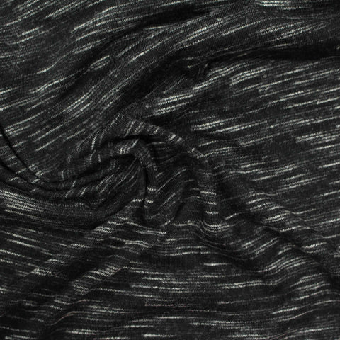 Black Marl Jersey Knit, Poly-Viscose, 158 gsm