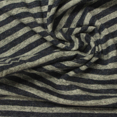 Dark Grey Stripes Rib Knit, Cotton, 220 gsm