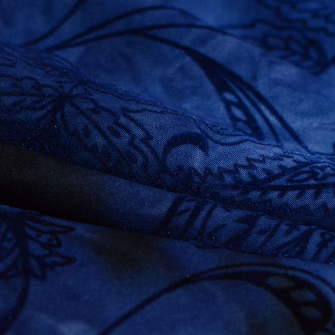 Blue Floral Jersey Knit, Viscose