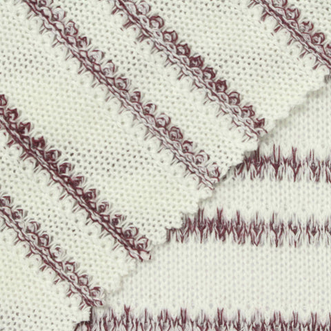 White Horizontal-Stripe Jersey Knit, Poly-Viscose, 265 gsm
