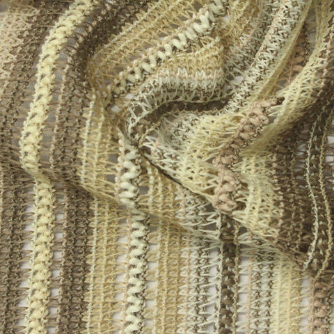 Beige Vertical-Stripe Warp Knit, Polyester