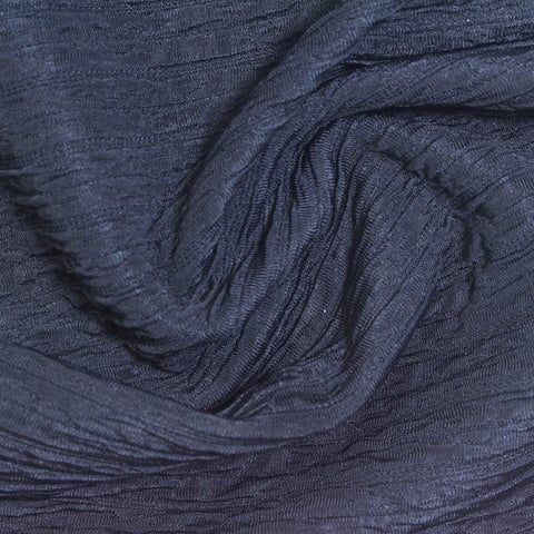 Striped Brushed Polyester Stretch Crepe Fabric, 310 gsm, 148 cm — Navy