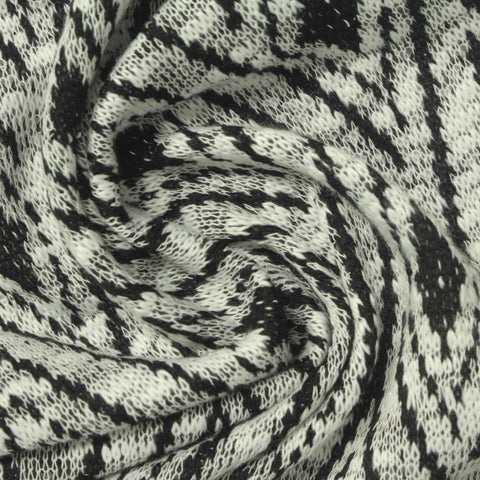 Black Houndstooth Chunky Knit, Polyester, 195 gsm