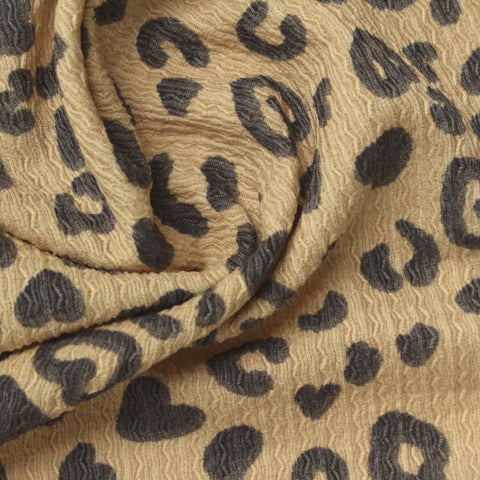 Dark Grey Leopard Crepe, Polyester