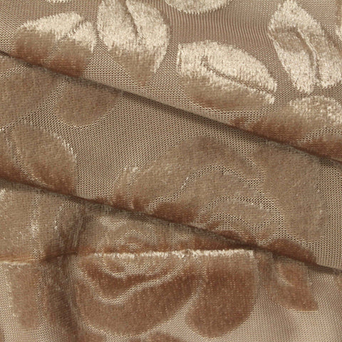 Beige Floral Velvet, Polyester