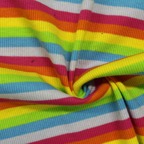 Multicolor Horizontal-Stripe Rib Knit, Poly-Cotton