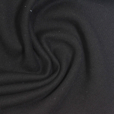 Cotton Polyester French Terry Fabric, 300 gsm, 185 cm — Black, ref EF-274251