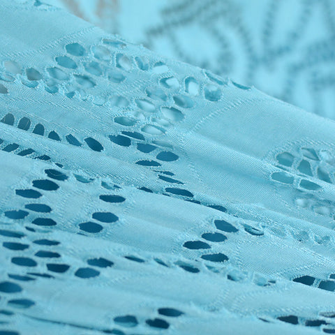 Light Blue Floral Jacquard, Polyester, 100 gsm