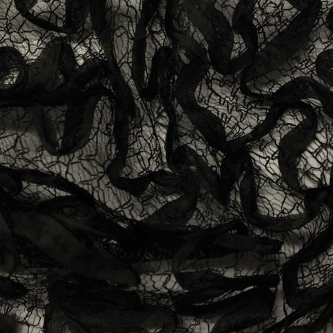 Black Floral Jacquard, Polyester, 62 gsm